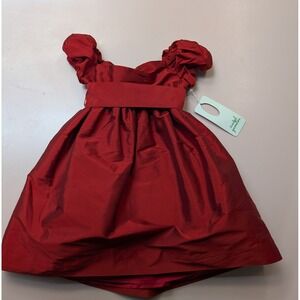 ISABEL GARRETON Red Silk Fairy Tale Holiday Party Dress Puff Sleeve 24m 2t Bow